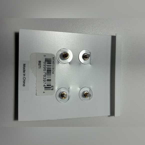 Nordstrom Gold and White Stud Earrings - Picture 3 of 3